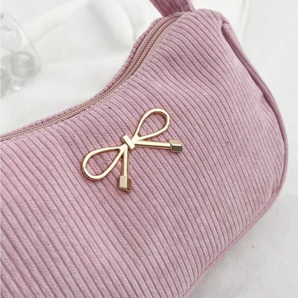 ⚠️Clearance Gold Bow Accent Pink Lightweight Women's Shoulder Bag - Picture 5 of 8